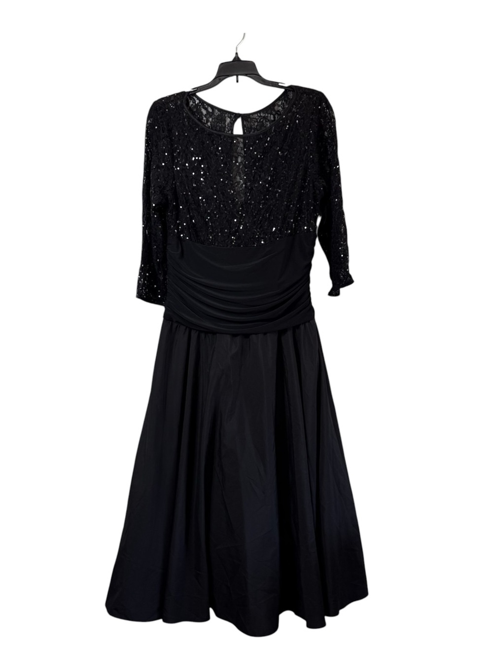 Jessica Howard Black Sequin Lace Formal Cocktail Fit and Flare Dress Size 16